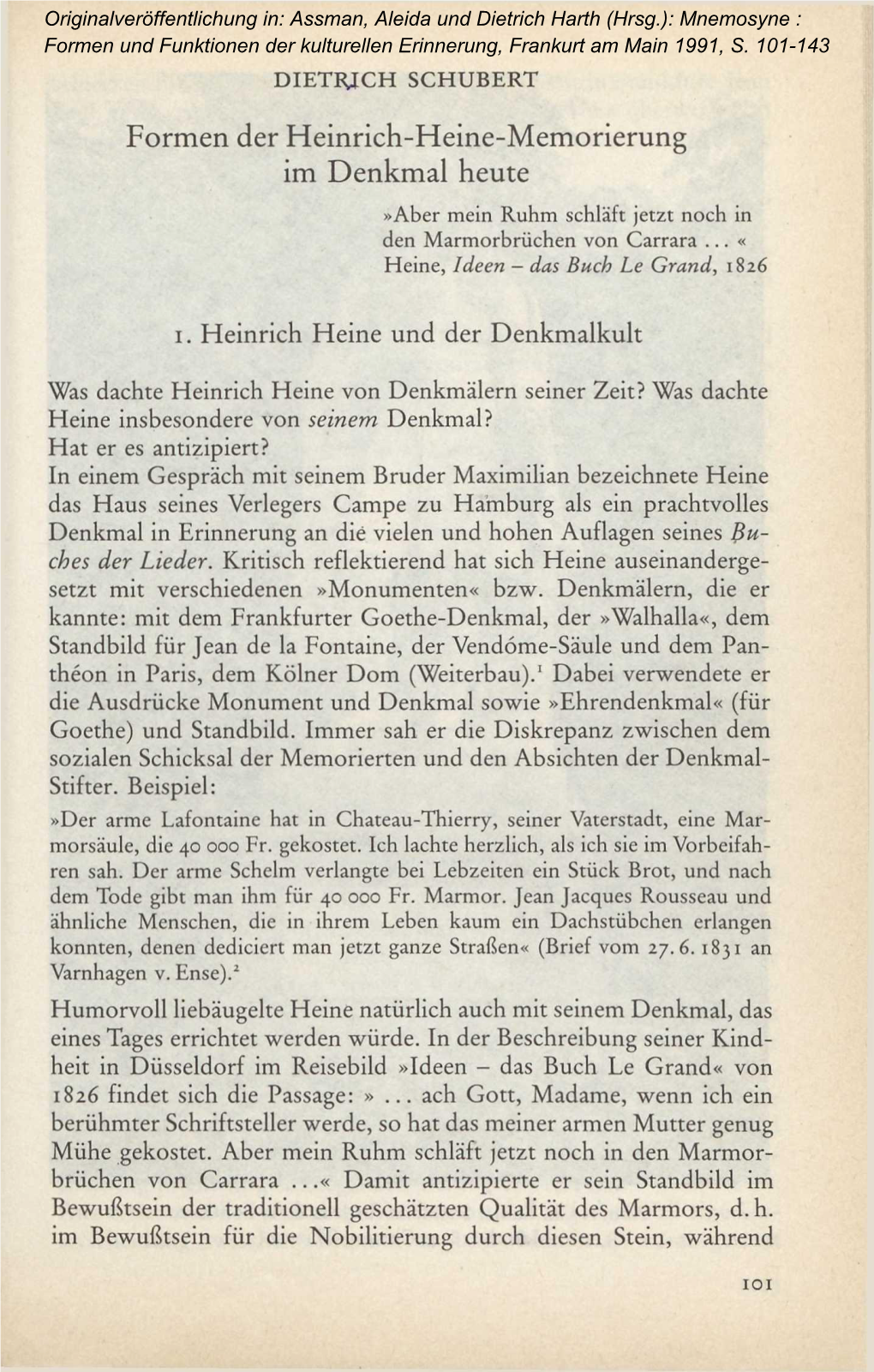 Formen Der Heinrich-Heine-Memorierung Im Denkmal Heute