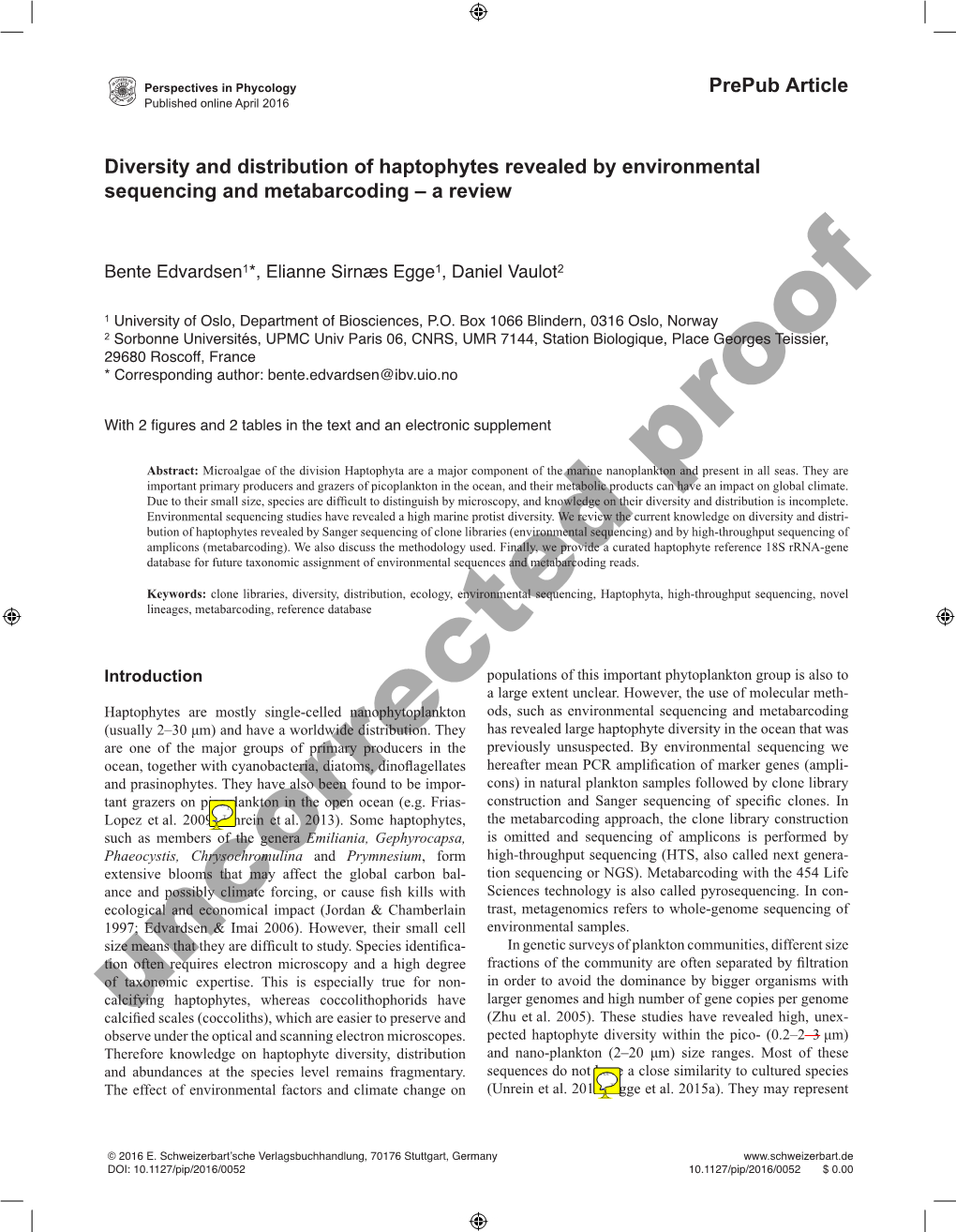 Edvardsen Et Al 2016 Diversity and Distribution of Haptophytes Revealed