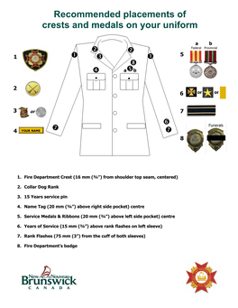 Recommended Placements of Crests and Medals on Your Uniform
