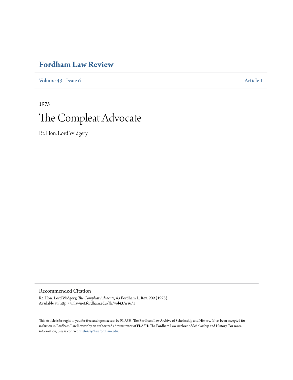 The Compleat Advocate, 43 Fordham L