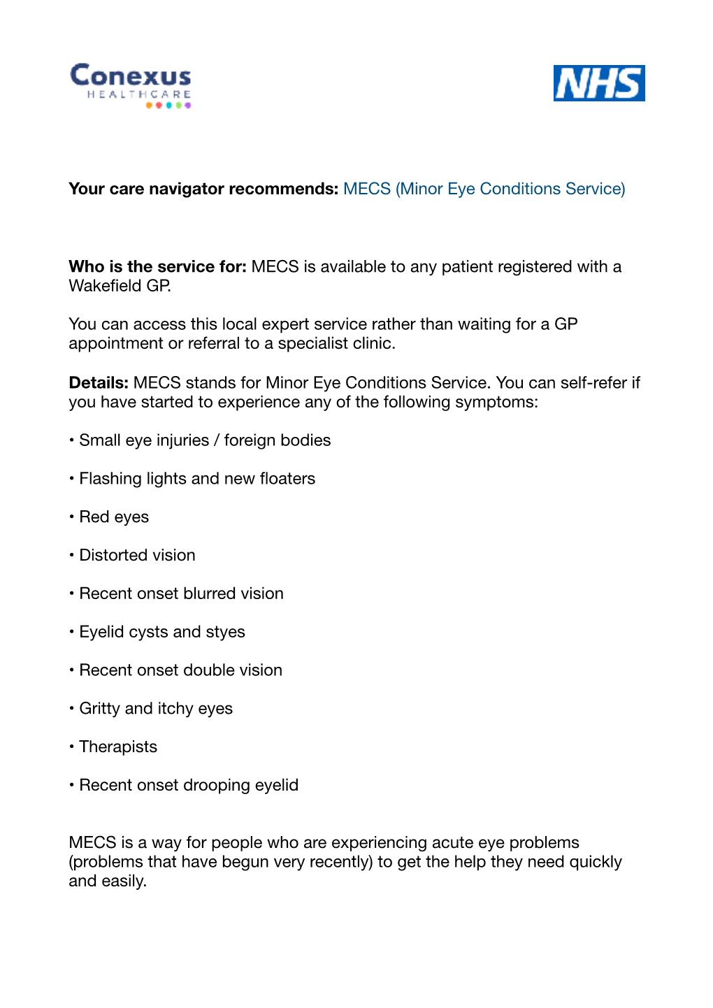 MECS Patient Info