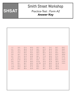 Practice-Test : Form A2 Answer Key