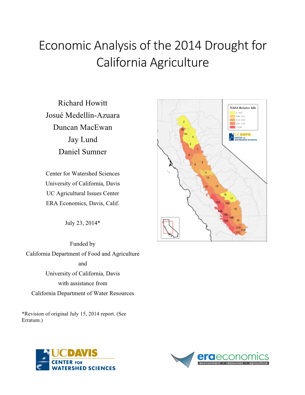 Economic Analysis of the 2014 Drought for California Agriculture