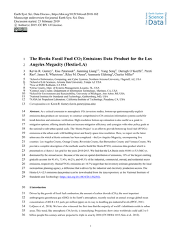 The Hestia Fossil Fuel CO2 Emissions Data Product for the Los Angeles Megacity