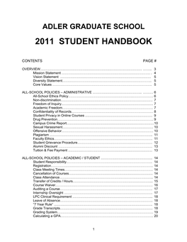 Adler Graduate School Student Handbook