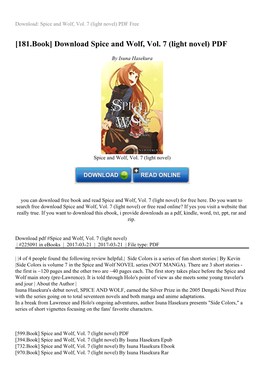 Download Spice and Wolf, Vol. 7 (Light Novel) PDF