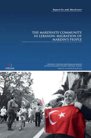 The Mardinite Community in Lebanon: Migration of Mardin’S People