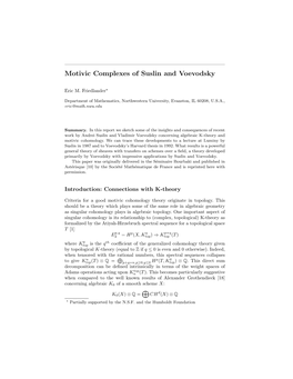Motivic Complexes of Suslin and Voevodsky