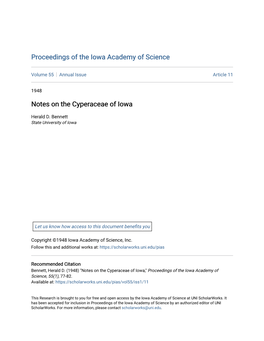 Notes on the Cyperaceae of Iowa