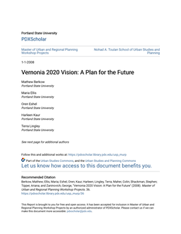 Vernonia 2020 Vision: a Plan for the Future