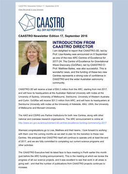 CAASTRO Newsletter Number 17, September 2016