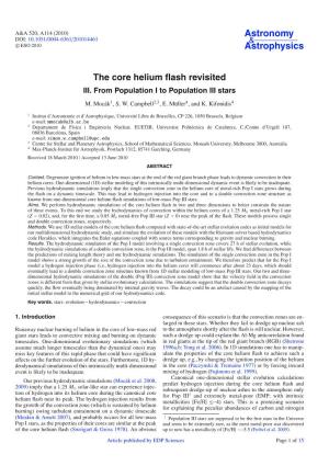 The Core Helium Flash Revisited