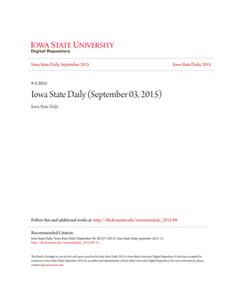 Iowa State Daily, September 2015 Iowa State Daily, 2015