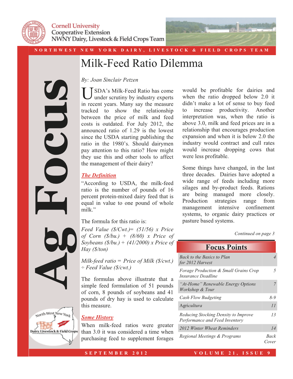 Milk-Feed Ratio Dilemma