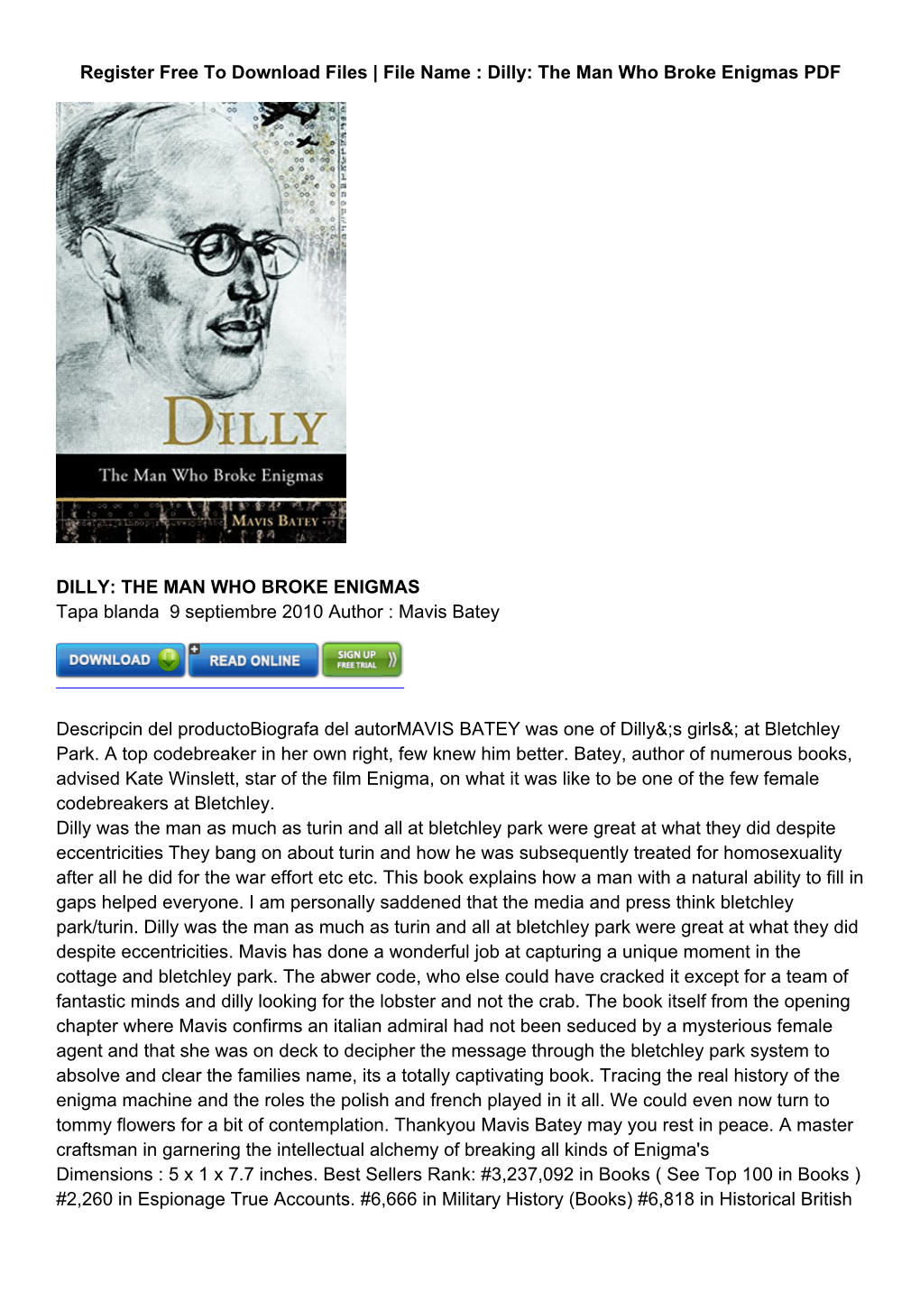 [PDF] Dilly: the Man Who Broke Enigmas