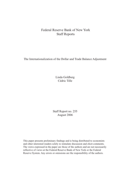 The Internationalization of the Dollar and Trade Balance Adjustment