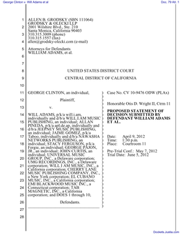 Attachments: # 1 Proposed Order (Statement of Decision