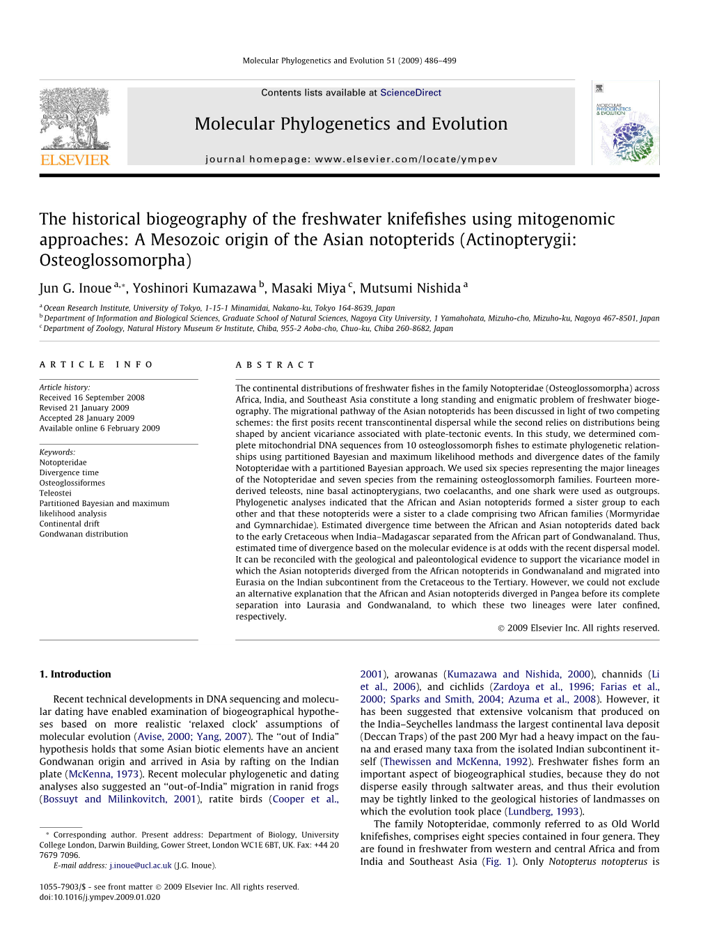 The Historical Biogeography of the Freshwater Knifefishes Using