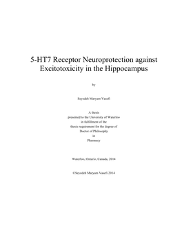 5-HT7 Receptor Neuroprotection Against Excitotoxicity in the Hippocampus,” AFPC, Quebec City, June 2012