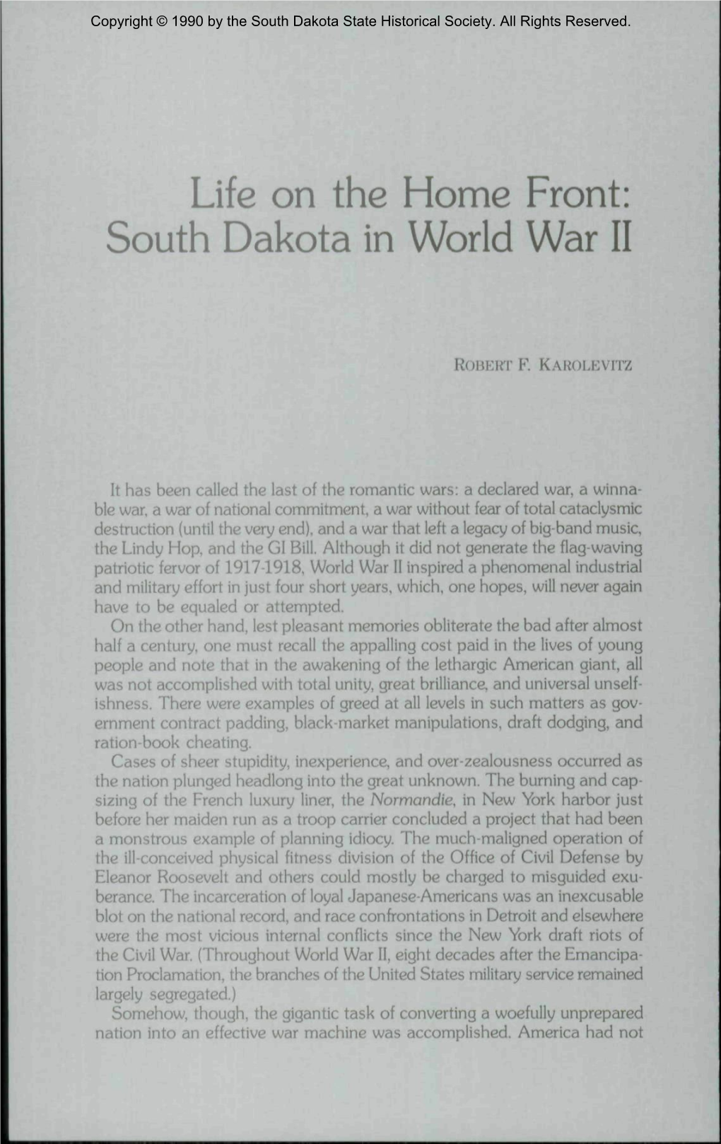 Life on the Home Front: South Dakota in World War II