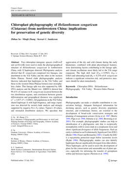 Chloroplast Phylogeography of Helianthemum Songaricum (Cistaceae) from Northwestern China: Implications for Preservation of Genetic Diversity