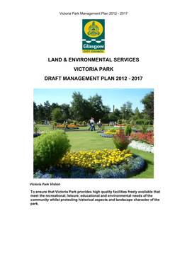 Victoria Park Management Plan 2012 - 2017