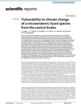 Vulnerability to Climate Change of a Microendemic Lizard Species from the Central Andes A