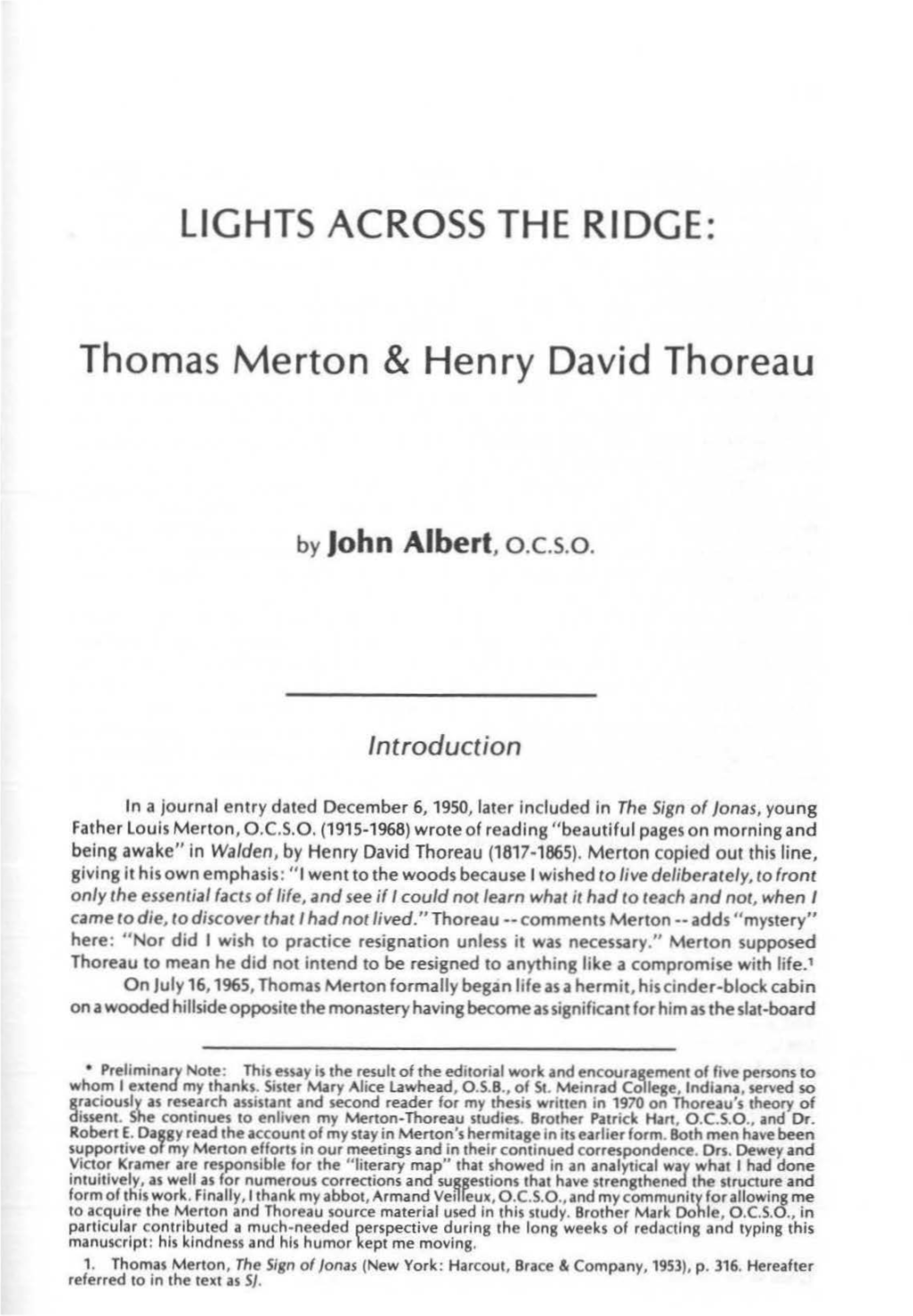 Thomas Merton & Henry David Thoreau