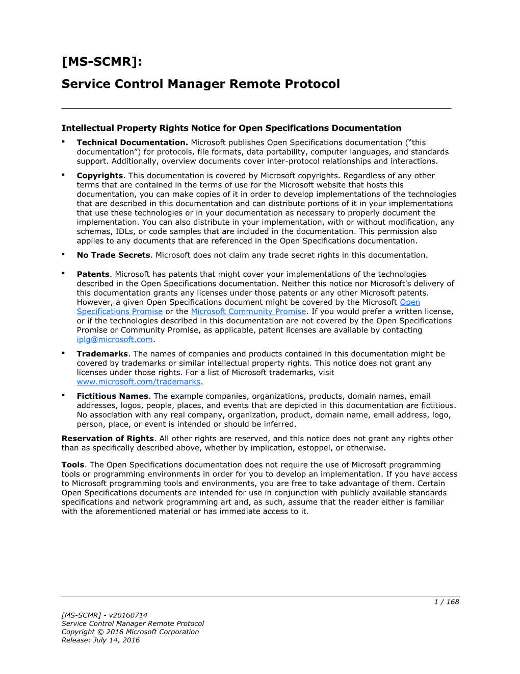 [MS-SCMR]: Service Control Manager Remote Protocol