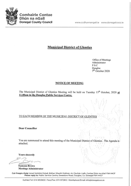 MINUTES of MEETING of GLENTIES MUNICIPAL DISTRICT COMMITTEE HELD on 8Th