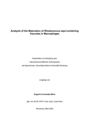 Rhodococcus Equi-Containing Vacuoles in Macrophages