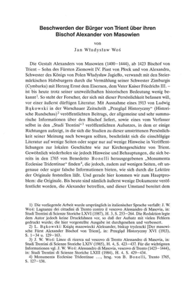 Beschwerden Der Bürger Von Trient Über Ihren Bischof Alexander Von Masowien