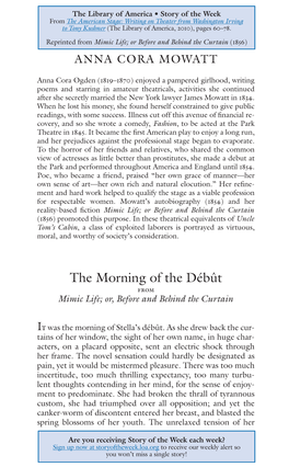 The Morning of the Débût from Mimic Life; Or, Before and Behind the Curtain