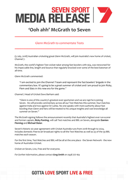 'Ooh Ahh' Mcgrath to Seven