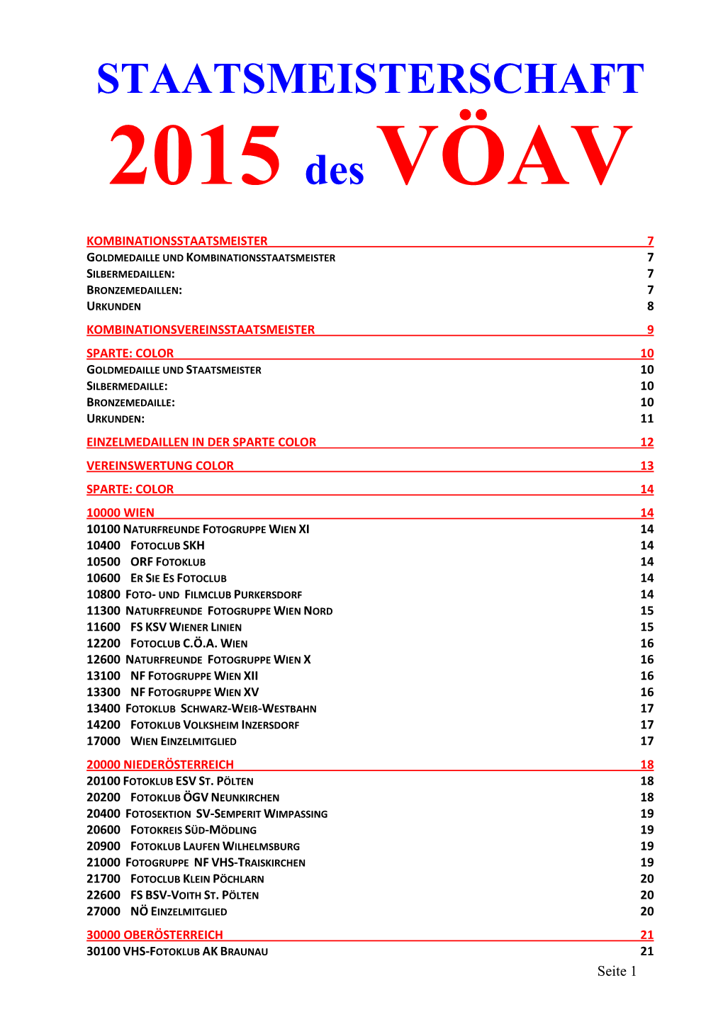 STAATSMEISTERSCHAFT 2015 Des VÖAV