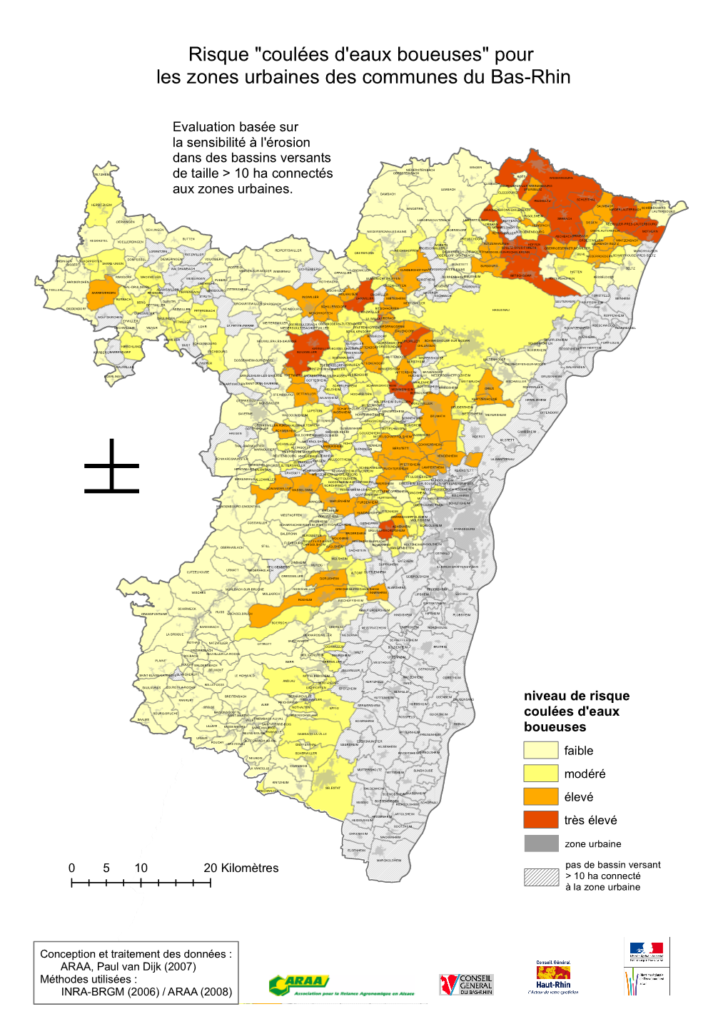 Risque De Coulées D'eaux Boueuses Par Communes Du Bas-Rhin
