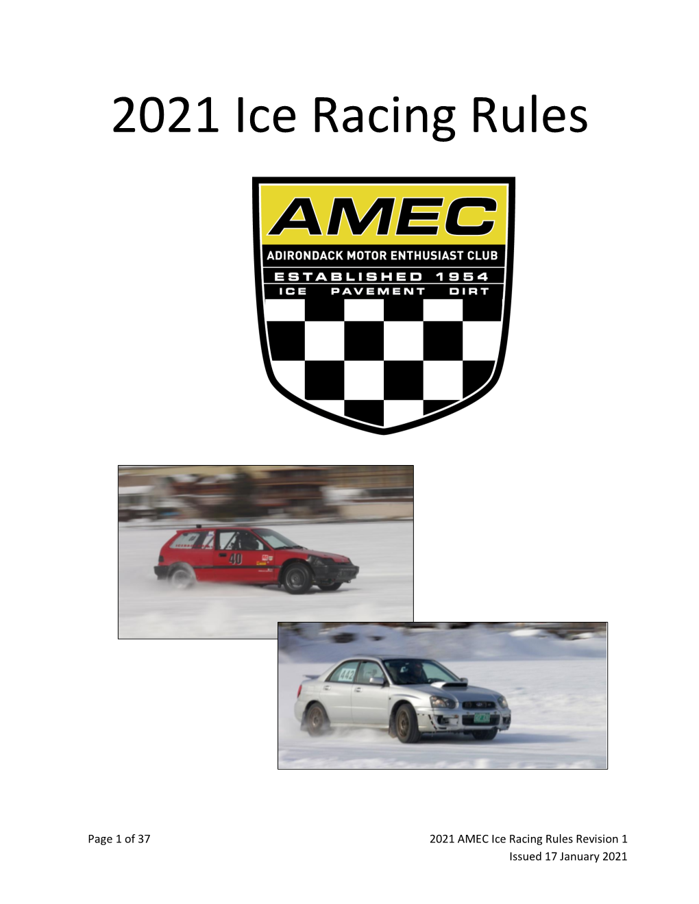 2021 Ice Racing Rules