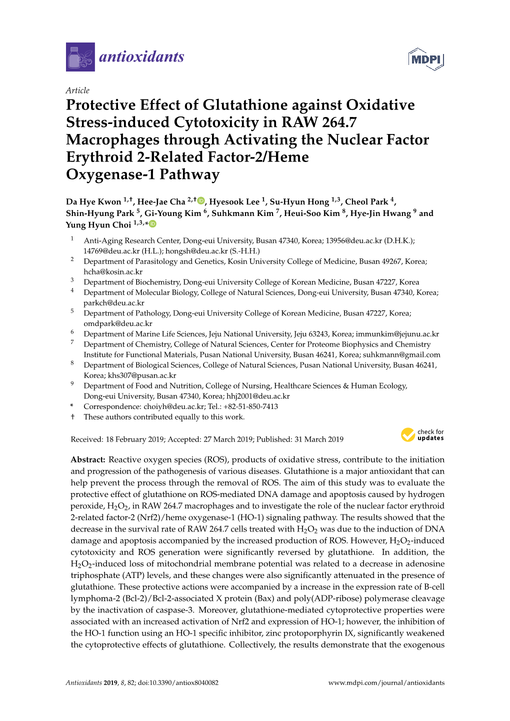 Protective Effect of Glutathione Against Oxidative Stress-Induced