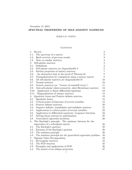 Spectral Properties of Self-Adjoint Matrices