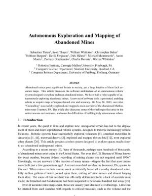 Autonomous Exploration and Mapping of Abandoned Mines