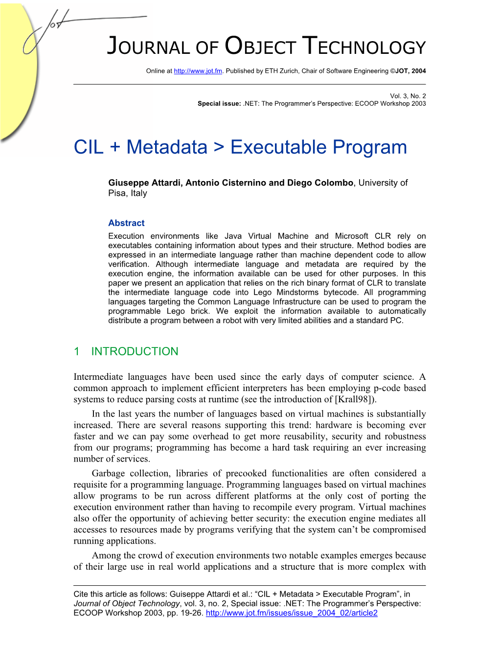 CIL + Metadata > Executable Program