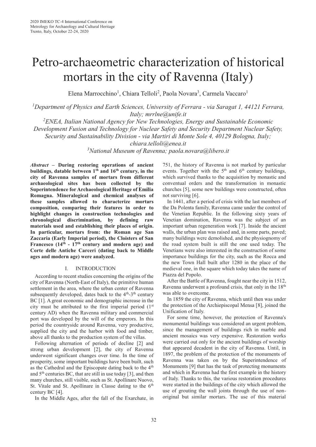 Petro-Archaeometric Characterization of Historical Mortars in the City of Ravenna (Italy)