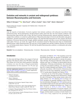 Evolution and Networks in Ancient and Widespread Symbioses Between Mucoromycotina and Liverworts