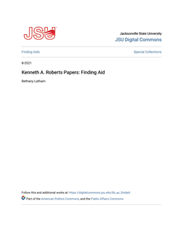 Kenneth A. Roberts Papers: Finding Aid