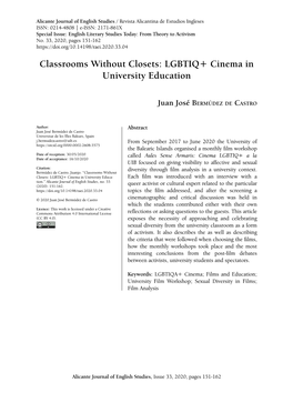 Classrooms Without Closets: LGBTIQ+ Cinema in University Education