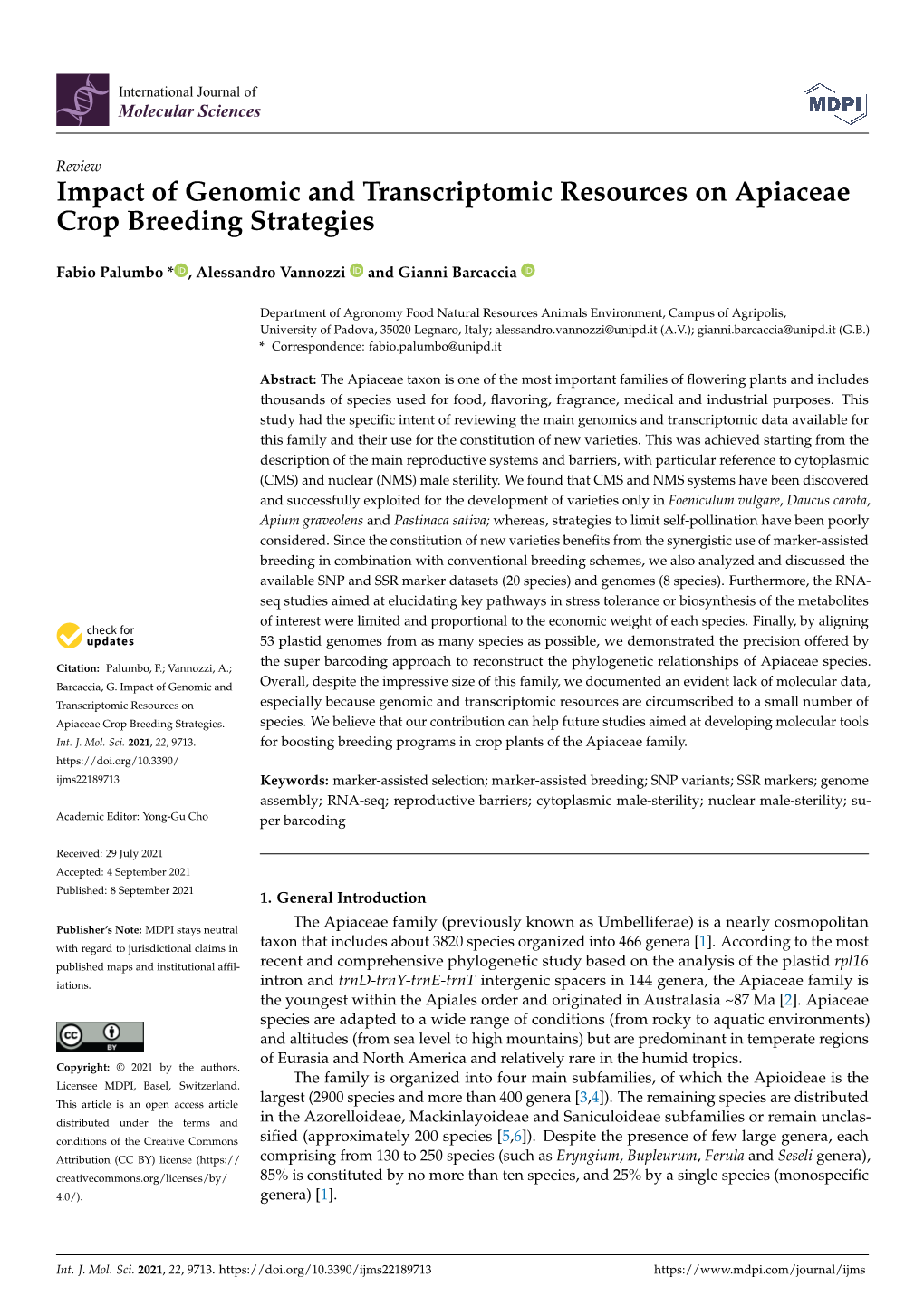 Impact of Genomic and Transcriptomic Resources on Apiaceae Crop Breeding Strategies