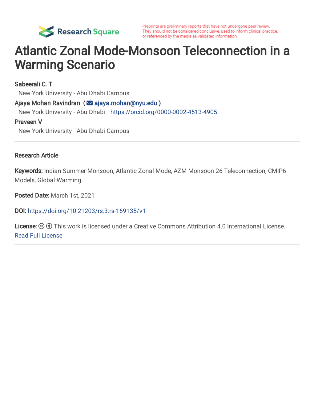 Atlantic Zonal Mode-Monsoon Teleconnection in a Warming Scenario