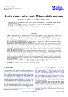 Cooling of Young Neutron Stars in GRB Associated to Supernovae