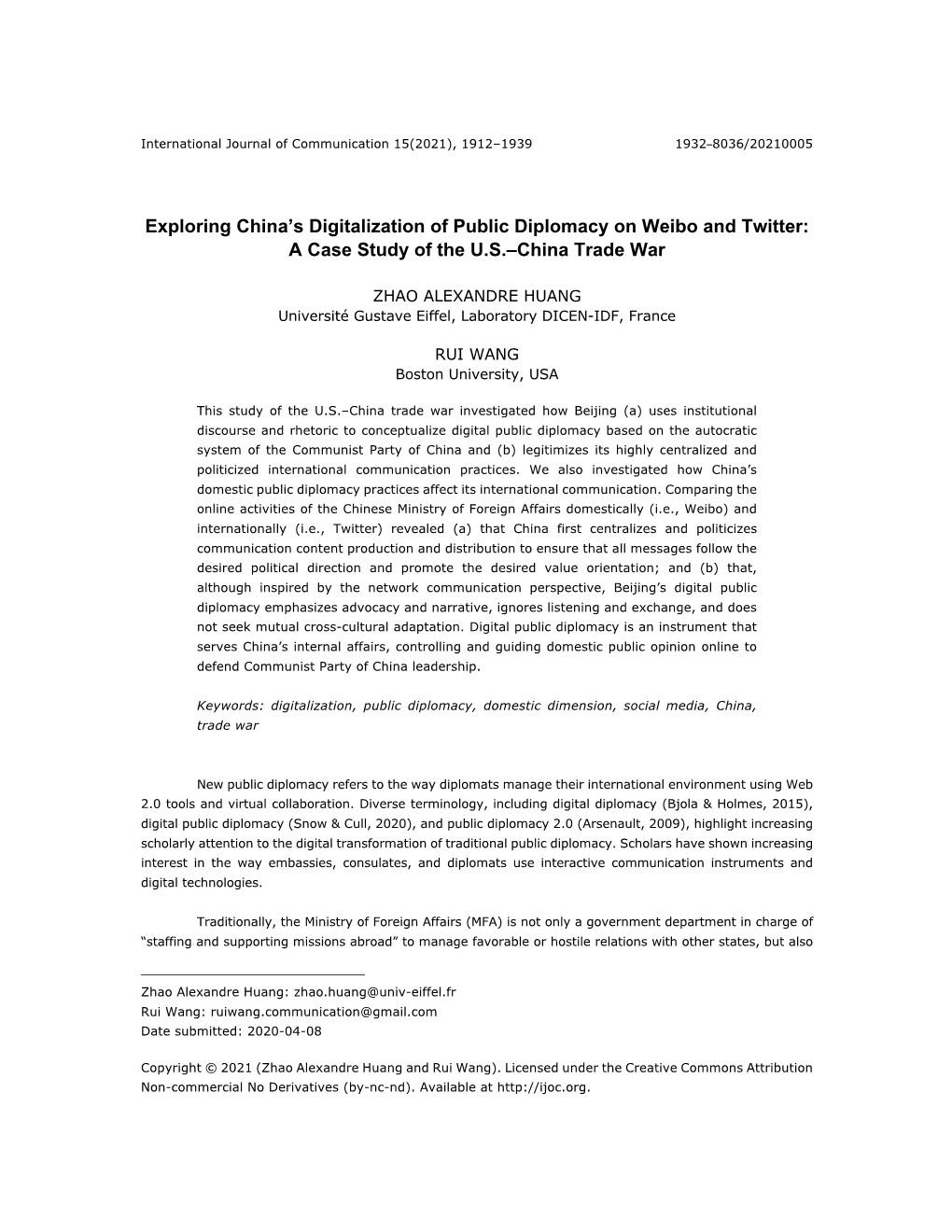 Exploring China's Digitalization of Public Diplomacy on Weibo and Twitter