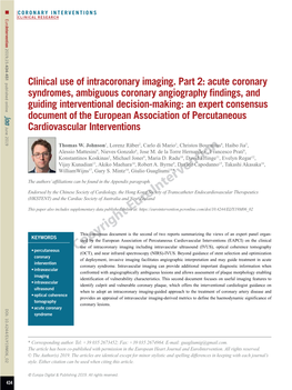 Clinical Use of Intracoronary Imaging. Part 2: Acute Coronary Syndromes